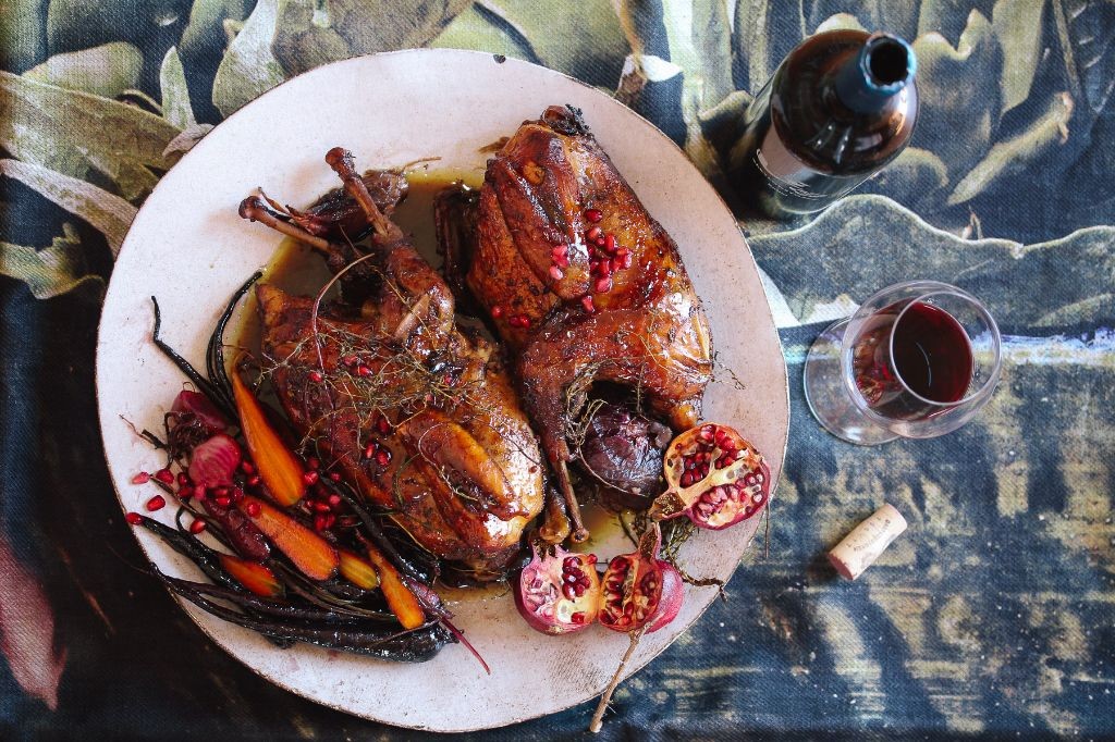 Braised Guinea Hen in Red Wine Sauce