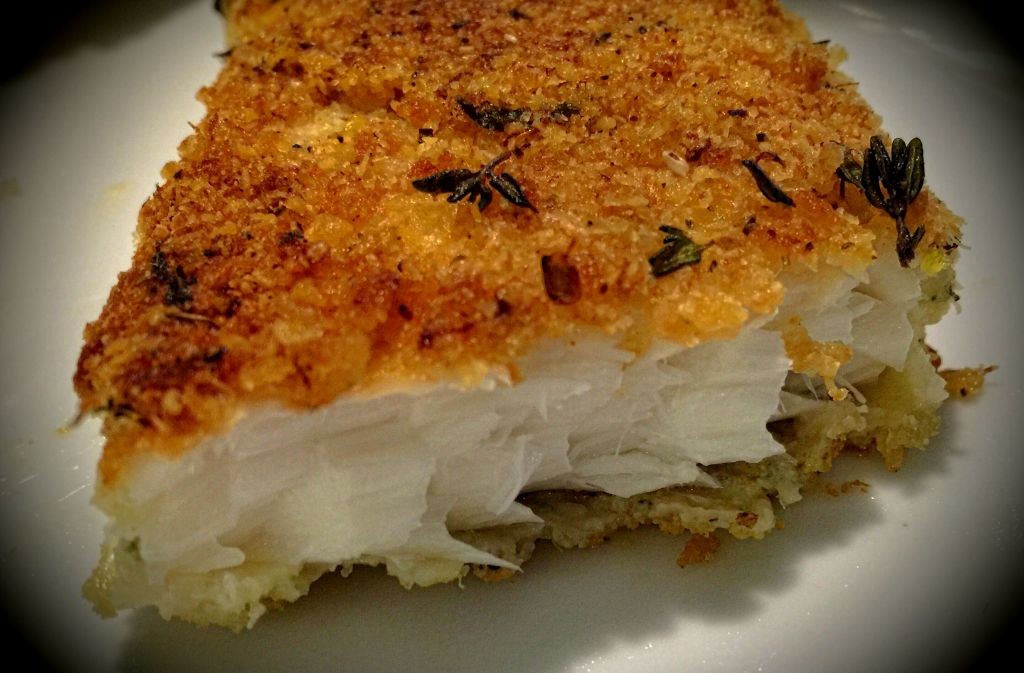 Breadcrumb and Parmesan Crusted Halibut