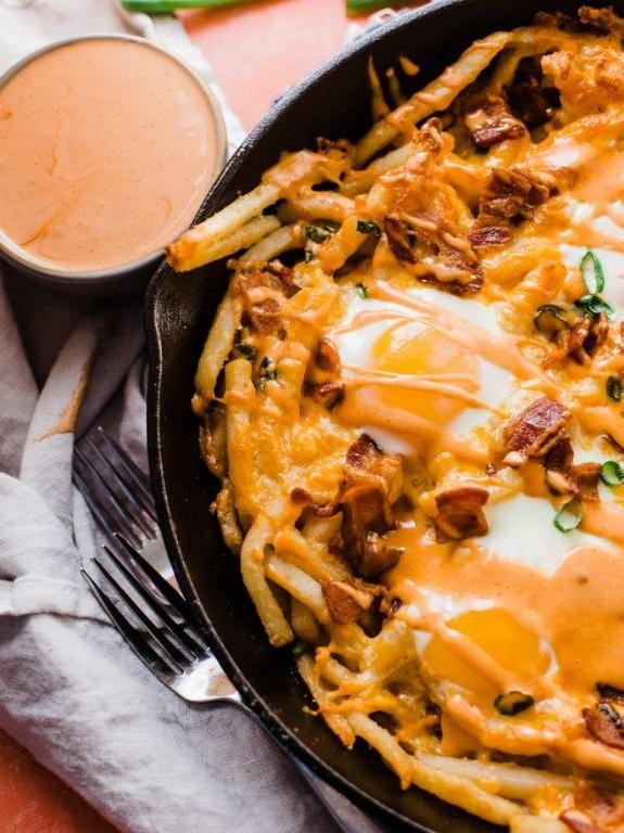 Breakfast Loaded Fries with Eggs