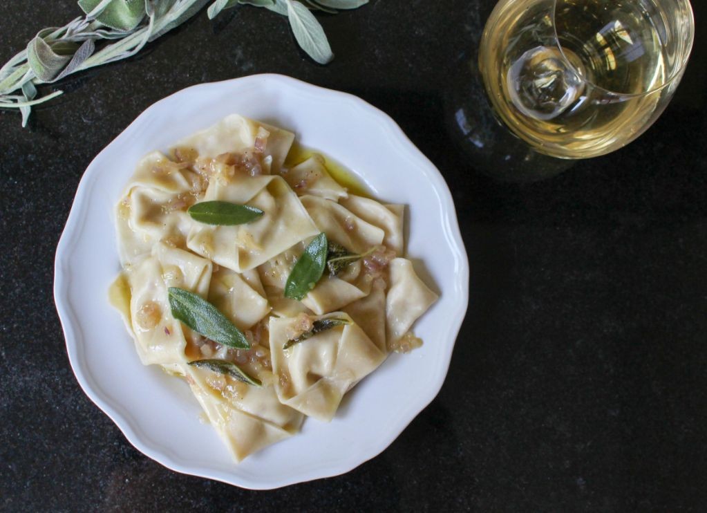 Brie and Pear Ravioli with Sage