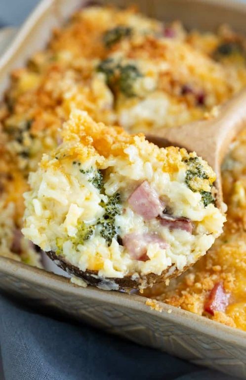 Broccoli Ham and Rice Casserole