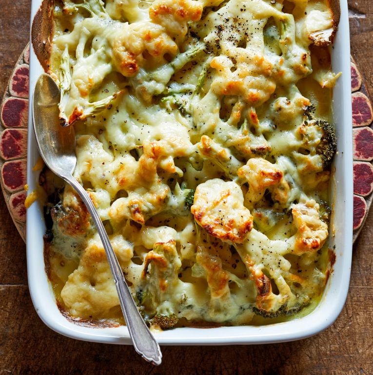 Broccoli and Cauliflower Gratin with Gruyère