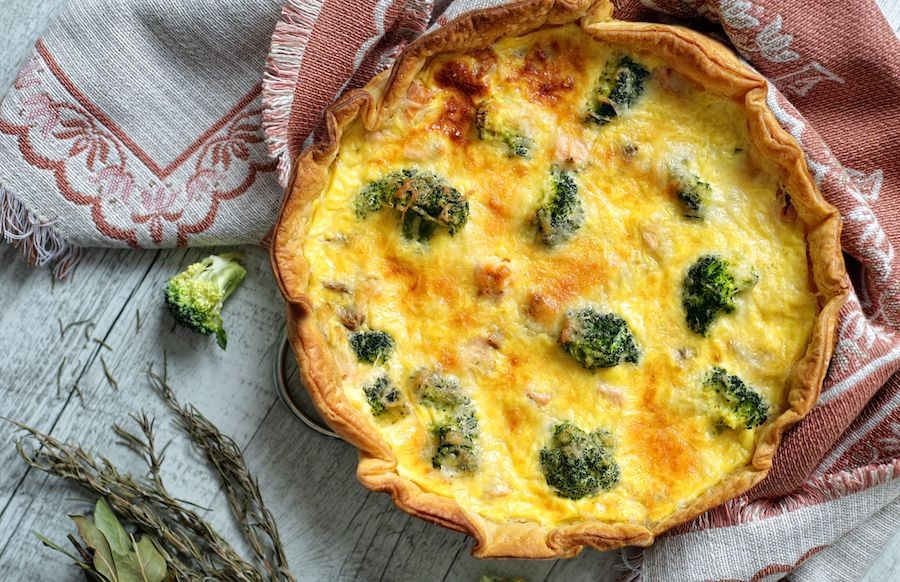 Broccoli and Cauliflower Quiche with Cheddar