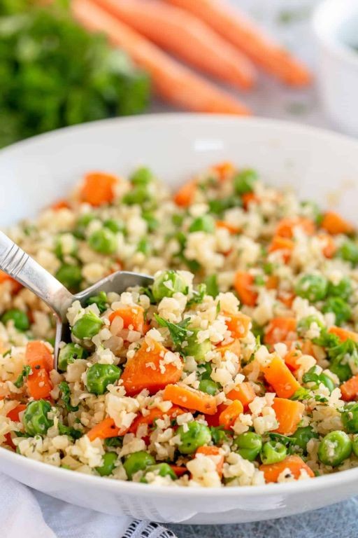 Broccoli and Cauliflower Rice Pilaf