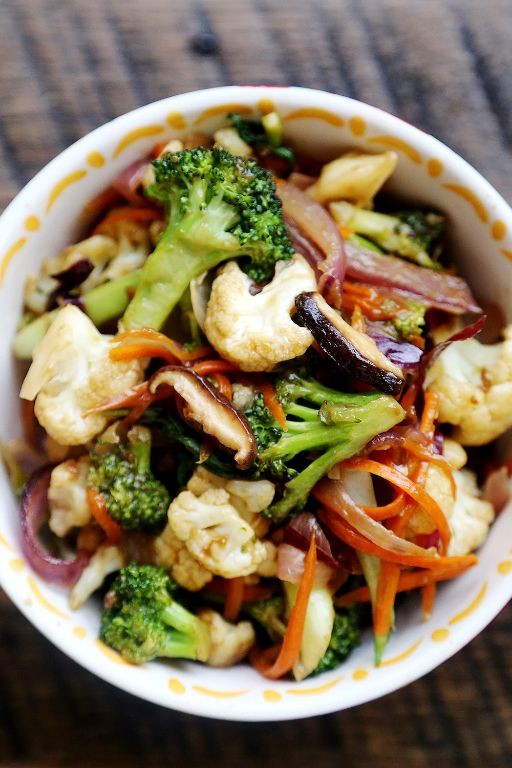 Broccoli and Cauliflower Stir-Fry with Soy Sauce