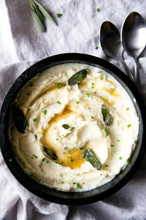 Brown Butter Mashed Cauliflower with Sage