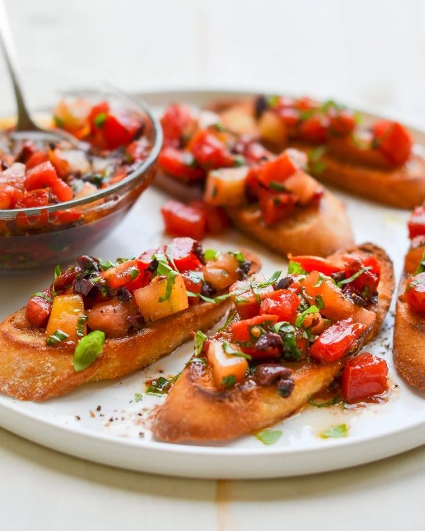 Bruschetta with Heirloom Tomatoes and Basil
