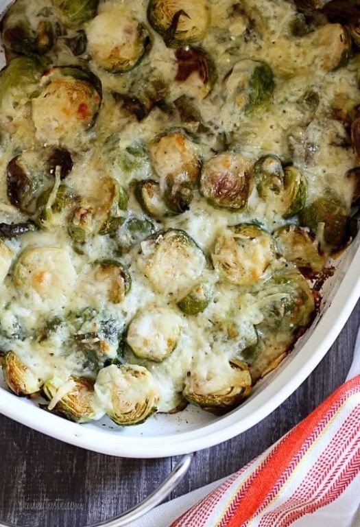 Brussels Sprouts Gratin with Light Cheese Sauce