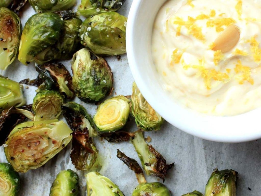 Brussels Sprouts with Lemon Garlic Aioli