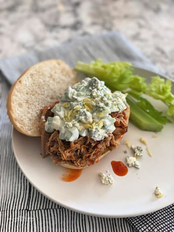 Buffalo Blue Cheese Pulled Pork Sandwich