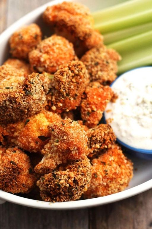 Buffalo Broccoli and Cauliflower Bites