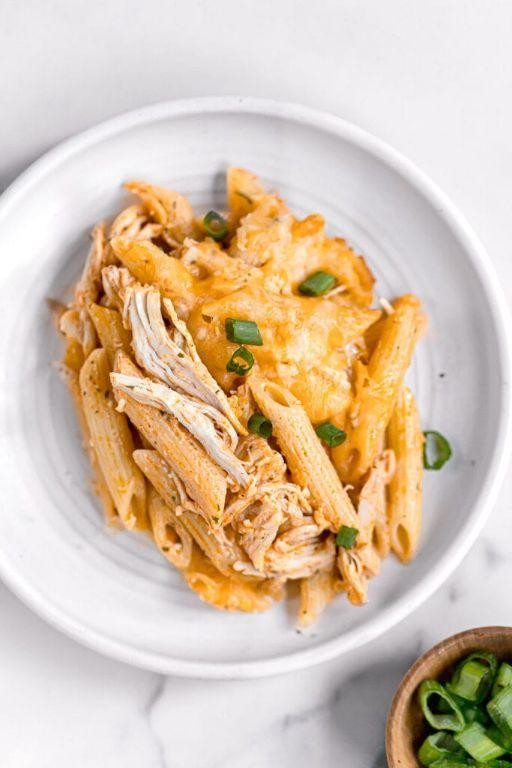 Buffalo Chicken Cottage Cheese Pasta