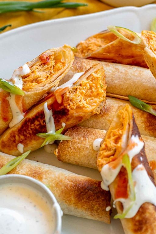 Buffalo Chicken Flautas with Ranch Drizzle