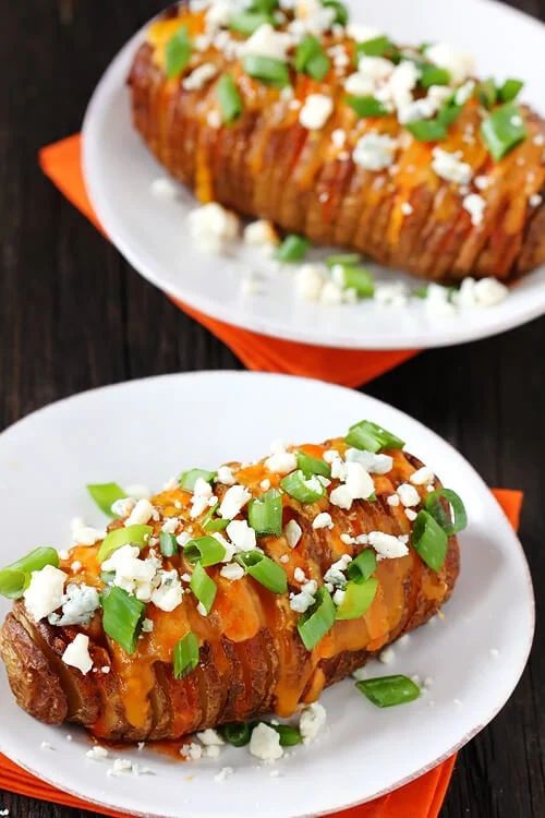 Buffalo Chicken Hasselback Potatoes