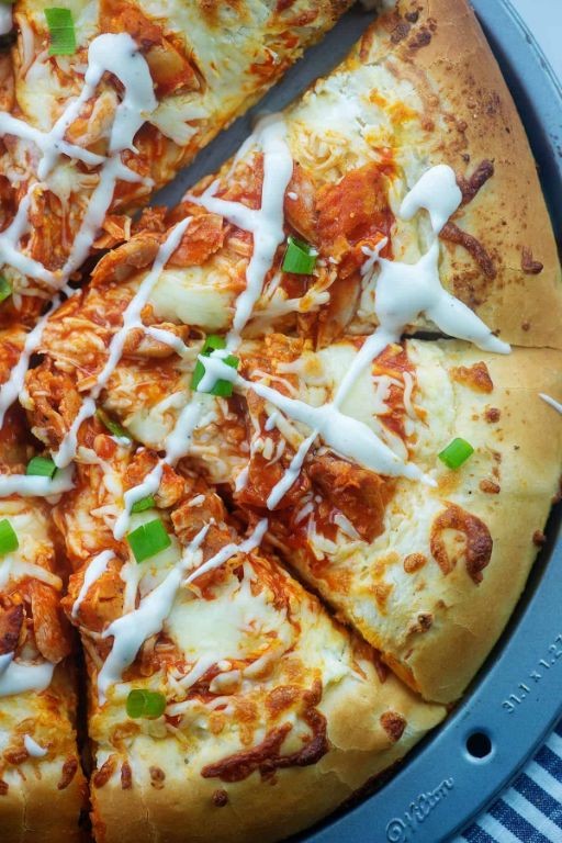 Buffalo Chicken Pizza with Ranch Drizzle