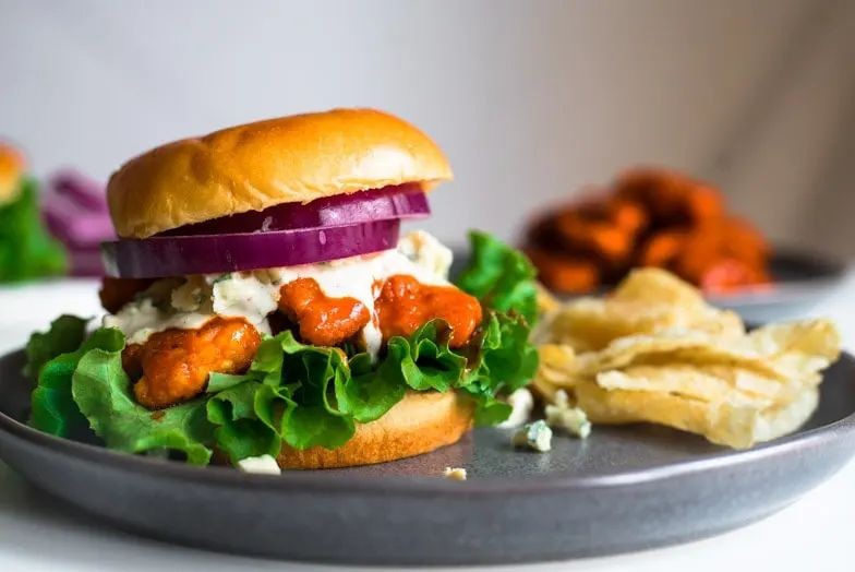 Buffalo Chicken Sausage Sandwich with Blue Cheese Dressing