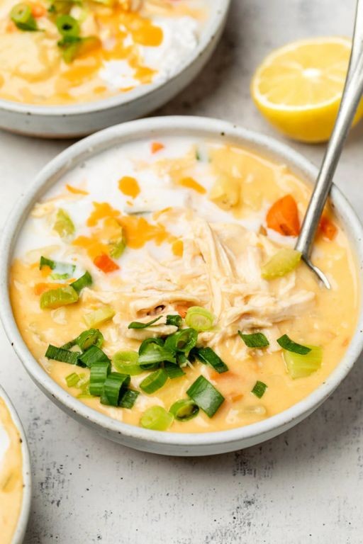 Buffalo Chicken Soup with Greek Yogurt