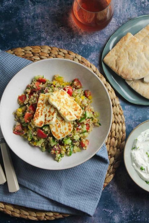 Bulgur Salad with Grilled Halloumi and Mint