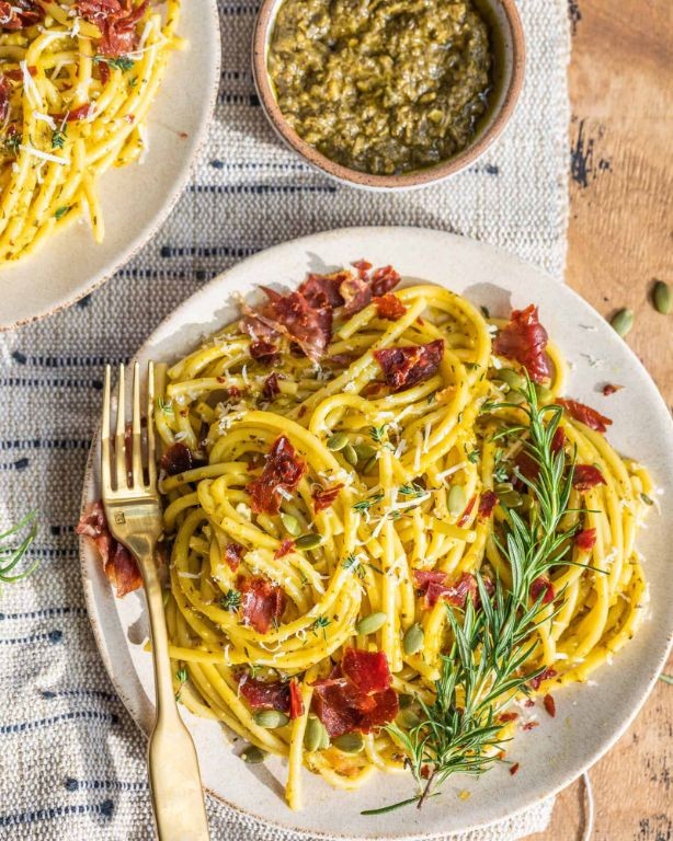 Cajun Pasta Carbonara with Crispy Prosciutto