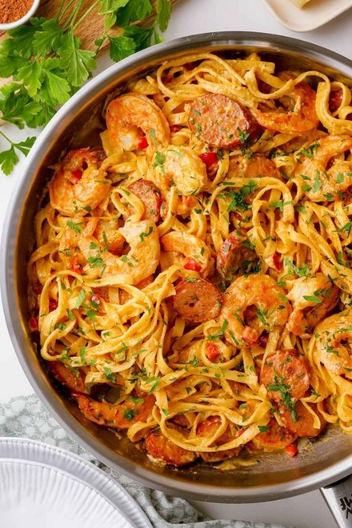 Cajun Shrimp and Andouille Baked Mostaccioli