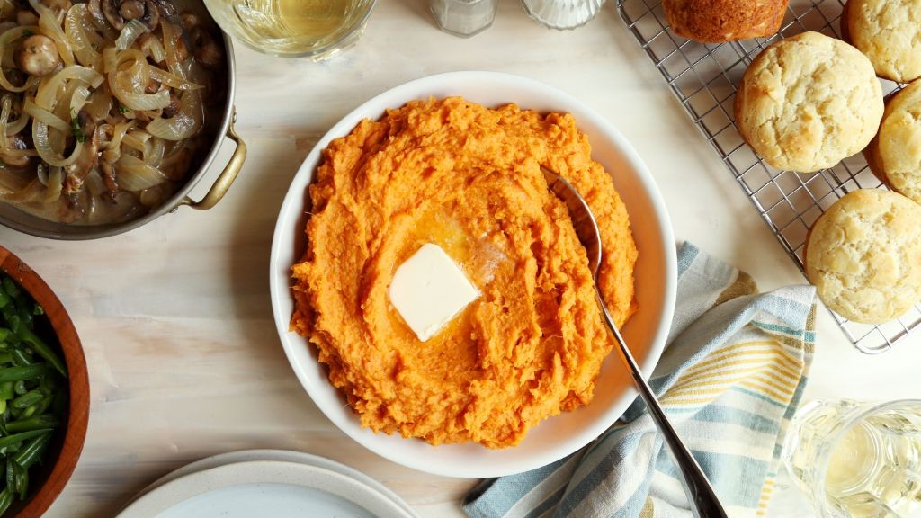 Cajun Spiced Smashed Sweet Potatoes
