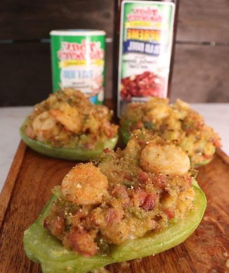Cajun Stuffed Mirliton with Ground Beef