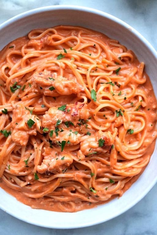 Calamarata Pasta alla Vodka with Lobster and Cream