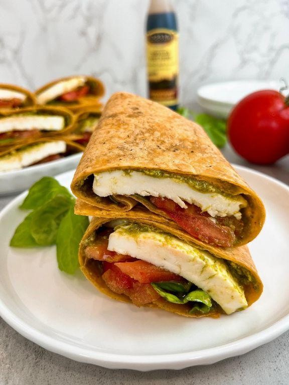 Caprese Breakfast Wrap with Mozzarella and Tomato