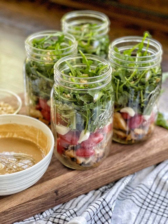 Caprese Mason Jar Salad with Balsamic Glaze
