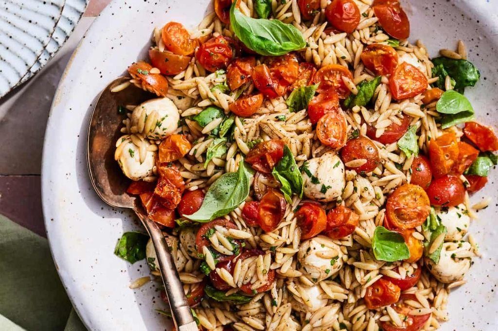 Caprese Orzo Salad with Balsamic Glaze