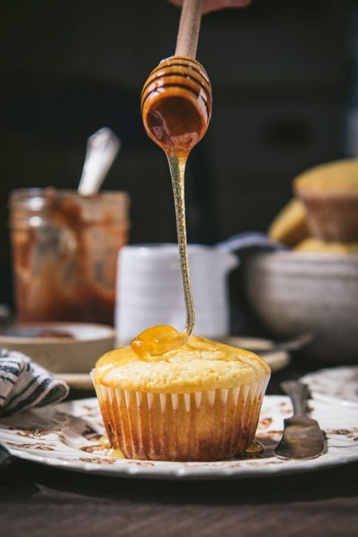 Caramel Drizzle Sweet Cornbread Muffins