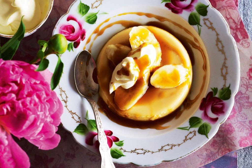 Caramelized Banana Flan with Rum Sauce