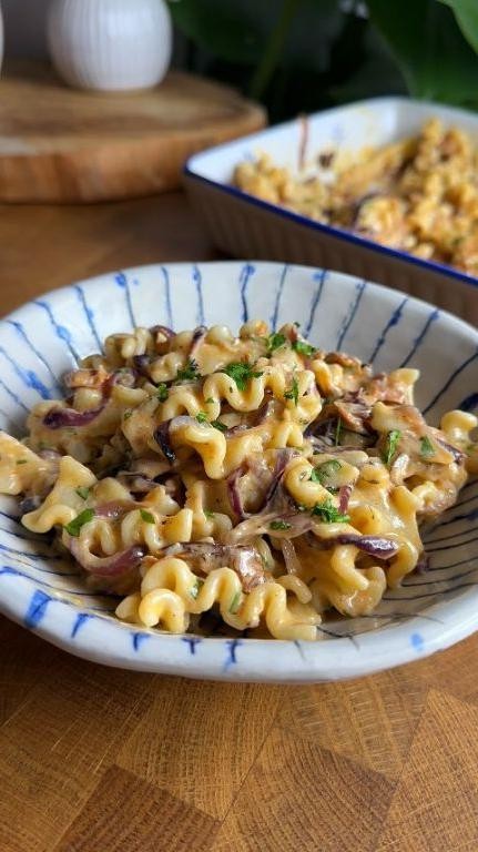 Caramelized Onion Cottage Cheese Pasta