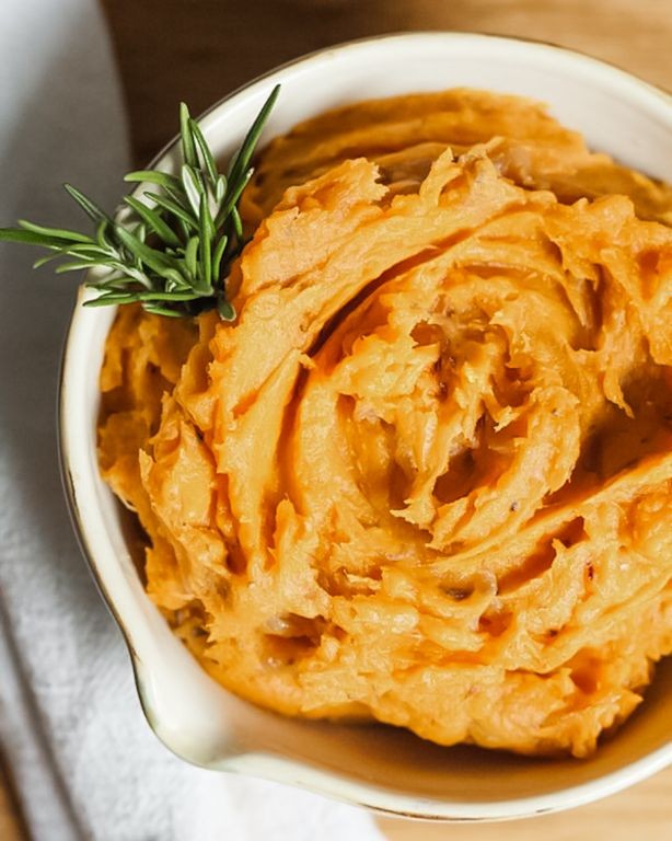 Caramelized Onion Smashed Sweet Potatoes