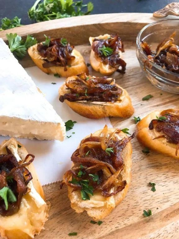 Caramelized Onion and Brie Crostini
