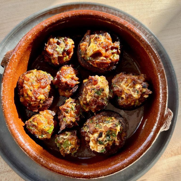 Caramelized Onion and Goat Cheese Stuffed Mushrooms