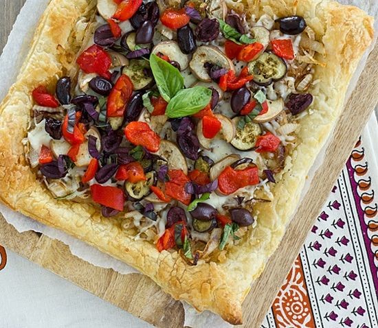 Caramelized Onion and Sauteed Eggplant Tart