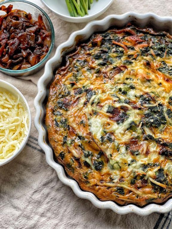 Caramelized Onion and Spinach Quiche