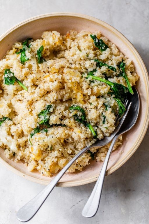 Caramelized Onion and Spinach Quinoa Pilaf