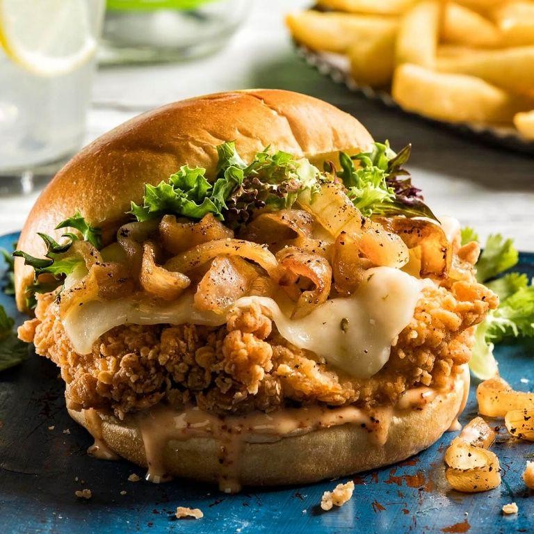 Caramelized Onion and Swiss Rotisserie Chicken Sandwich
