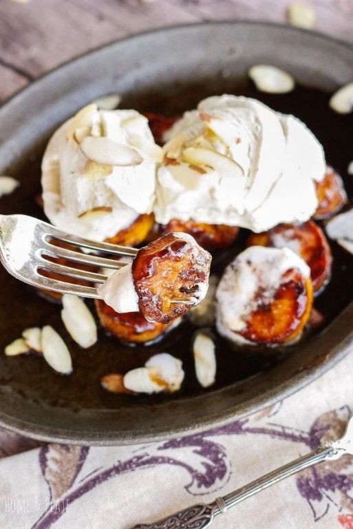 Caramelized Sweet Plantain with Vanilla Ice Cream
