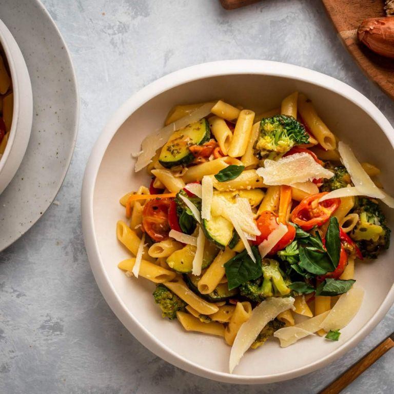 Casarecce Pasta Primavera with Zucchini and Carrots