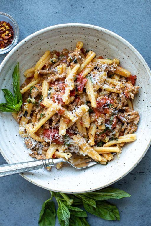 Casarecce with Roasted Garlic and Parmesan