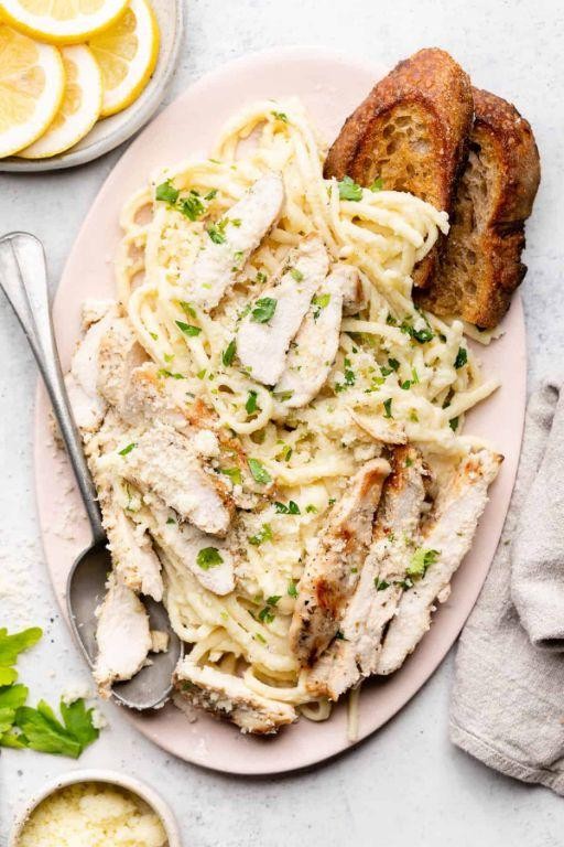 Cauliflower Alfredo Pasta with Grilled Chicken
