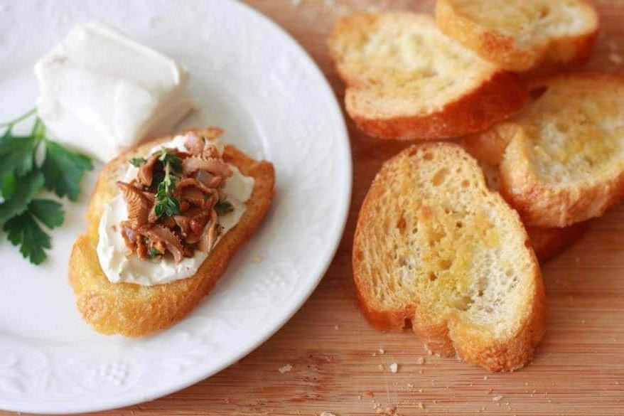Chanterelle Mushroom and Goat Cheese Crostini