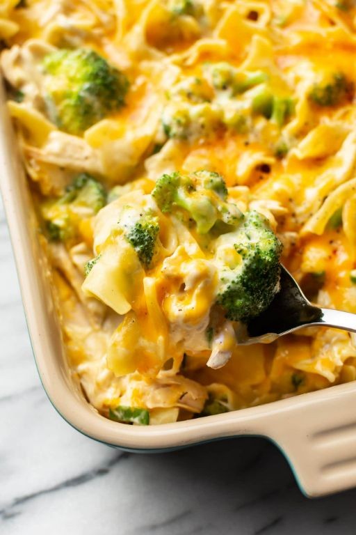 Cheesy Broccoli Egg Noodle Bake