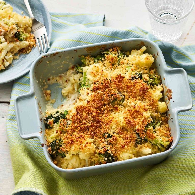 Cheesy Broccoli and Cauliflower Casserole