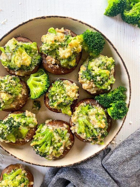 Cheesy Broccoli and Cheddar Stuffed Mushrooms