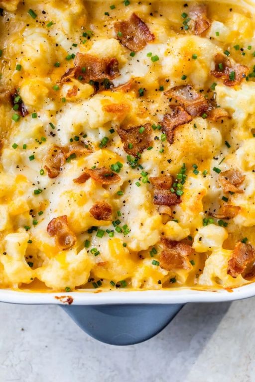 Cheesy Cauliflower Casserole with Bacon