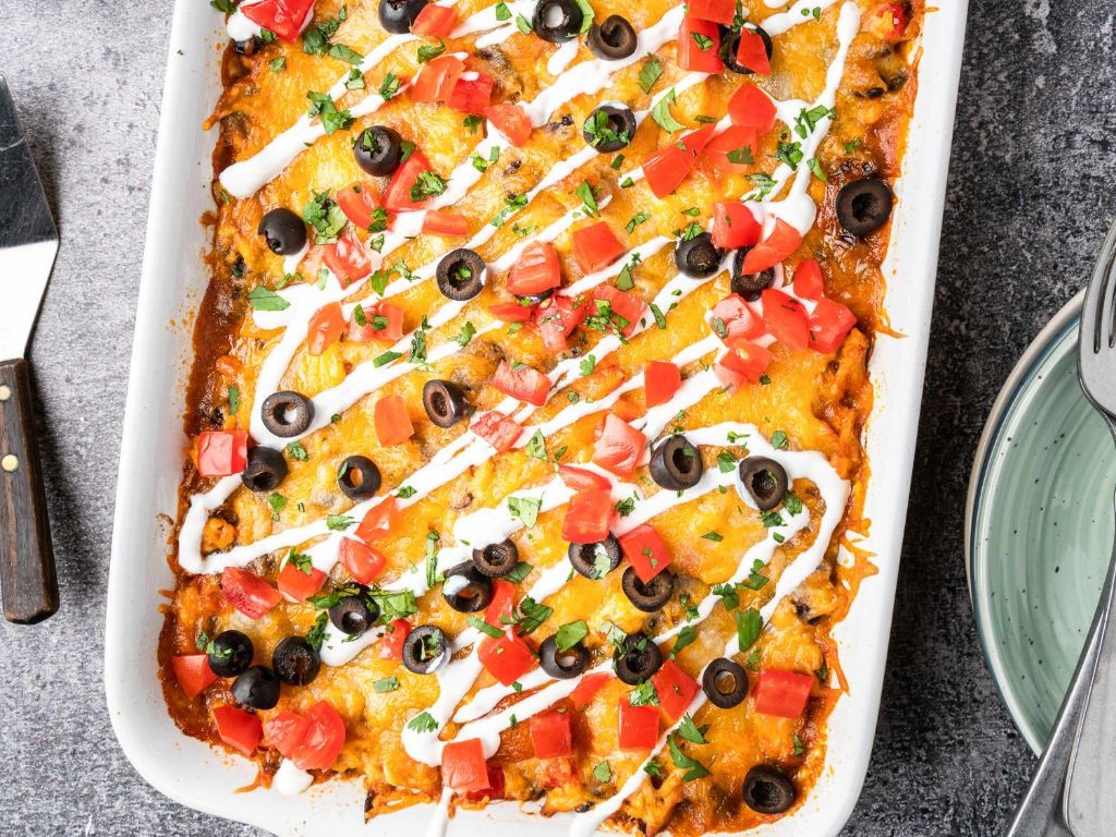 Cheesy Chicken Enchilada Casserole